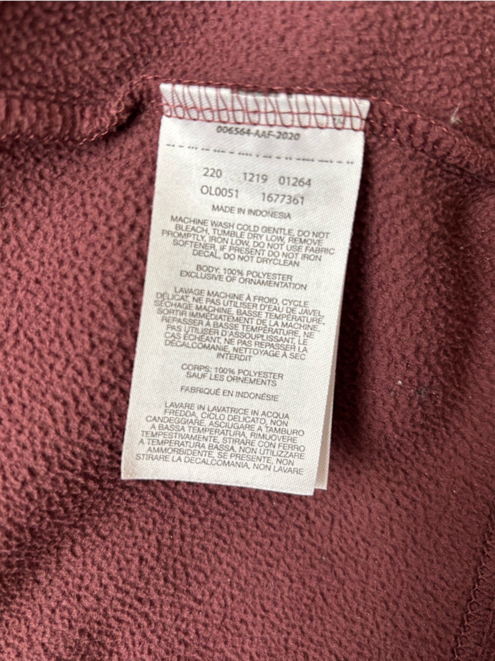 Mountain Hardwear Womens Fleece Full Zip Jacket Size M Burgundy - Picture 5 of 5